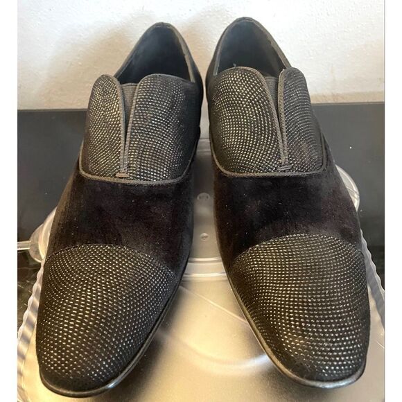 Mezlan Cap Toe Slip On Dress Loafers Men’s Black Velvet Shoes Size 10 M - Picture 3 of 14